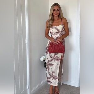 Zara Floral Embroidered Cut Out Midi Braided Strap Resort Wear Dress (Small)